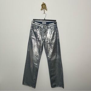 Mango Silver Coated Straight Leg Jeans 25
